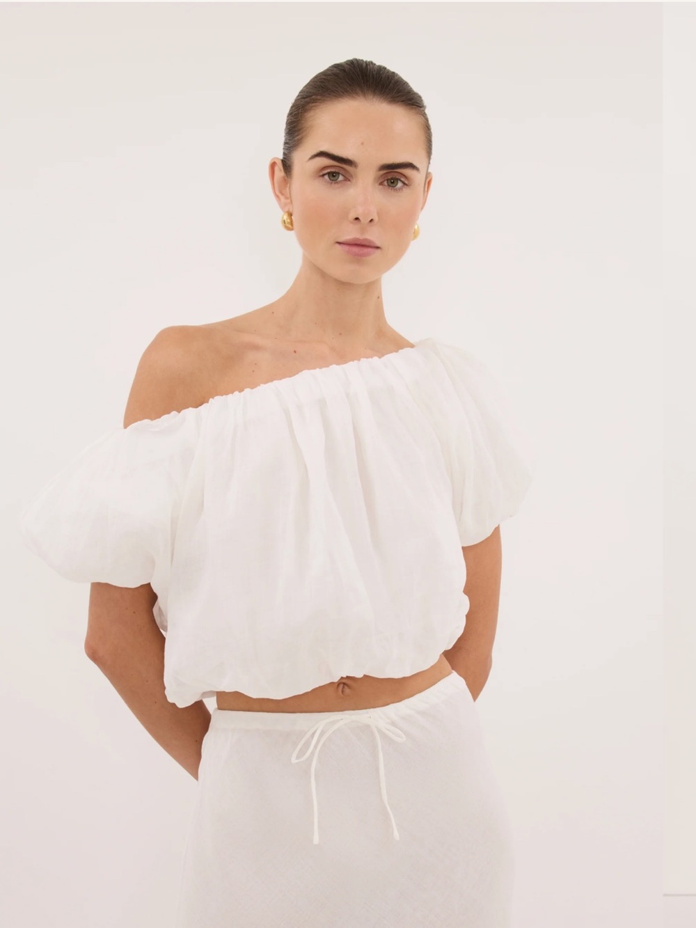 DISSH Arlo White Ramie Bubble Top – Size XS